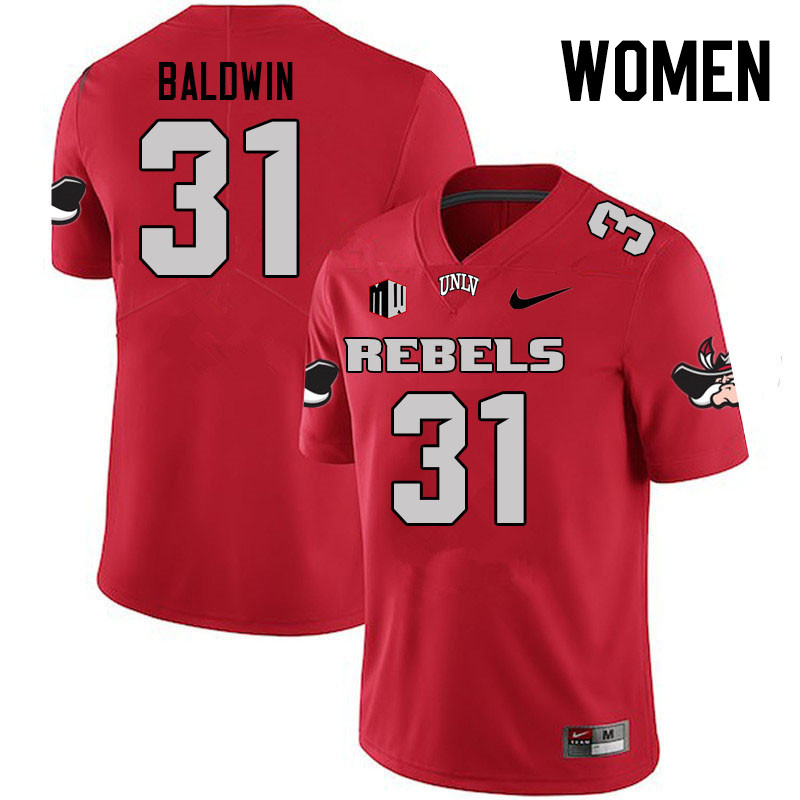 Women #31 Jalen Baldwin UNLV Rebels College Football Jerseys Stitched Sale-Scarlet